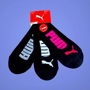 PUMA SUPERLITE 9-11 Womens No Show Liner Socks Footies Black Peds 3 pack pairs
